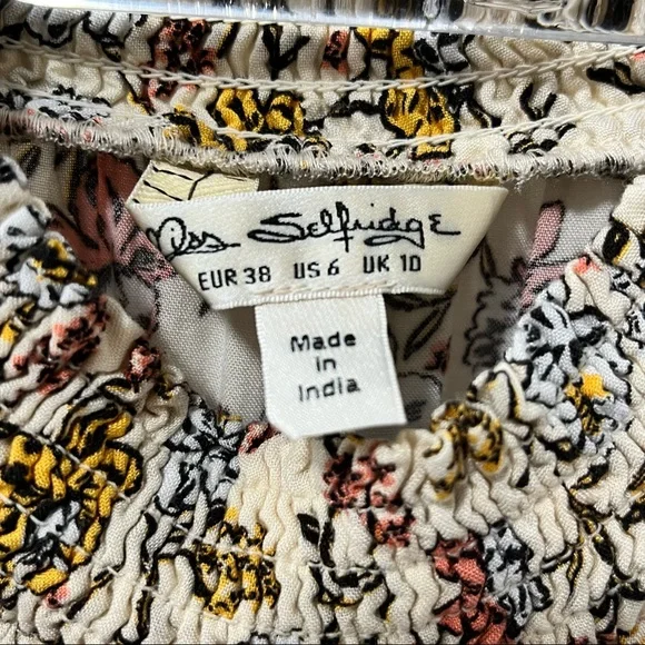 Miss Selfridge shirred smock dress in ditsy floral - Picture 8 of 8